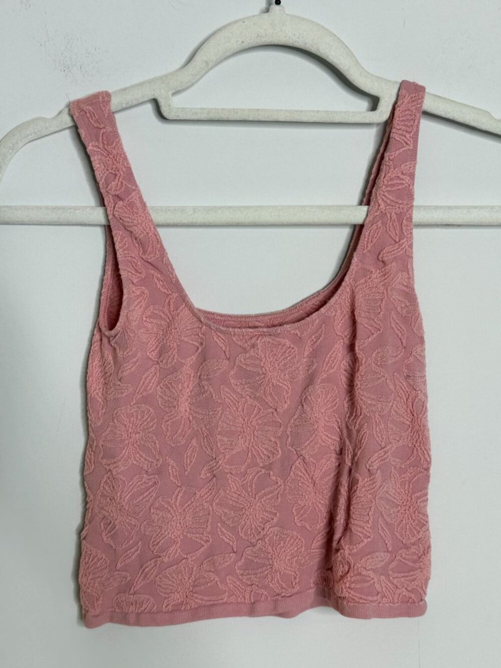 Anthropologie S/M Dusty Rose Textured Floral Tank Top Romantic Feminine - Picture 3 of 8